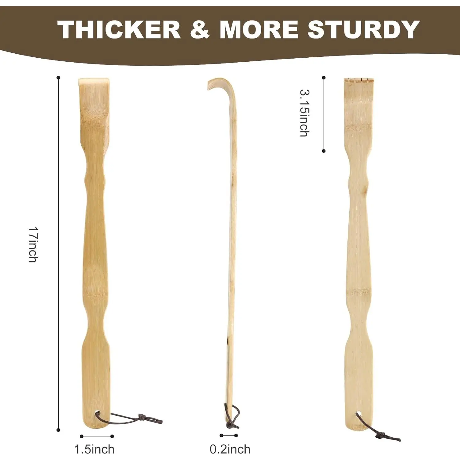 Wooden Bamboo Backscratcher with Handle - Smooth, Back Brush, Relaxation Aid, for Adults, Home Supply, Festive Party Accessory, Friend Gift