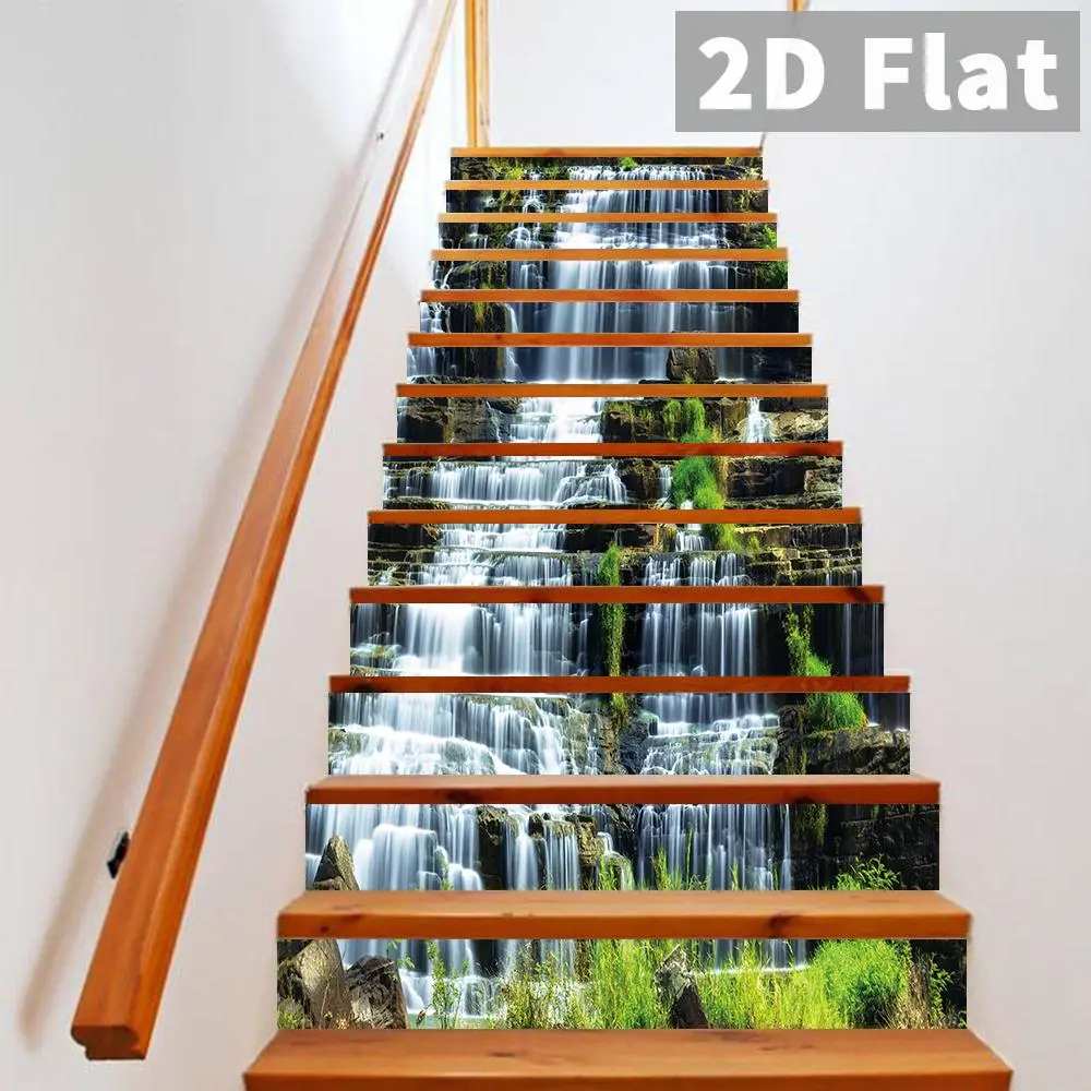 13 Pieces Modern Style Staircase Stickers, Decorative Stickers, Waterproof PVC Self-Adhesive Detachable,DIY Staircase Decoration Stickers 7.08 * 39.37 Inches,Artistic Staircase Decoration Stickers, Wall Decor