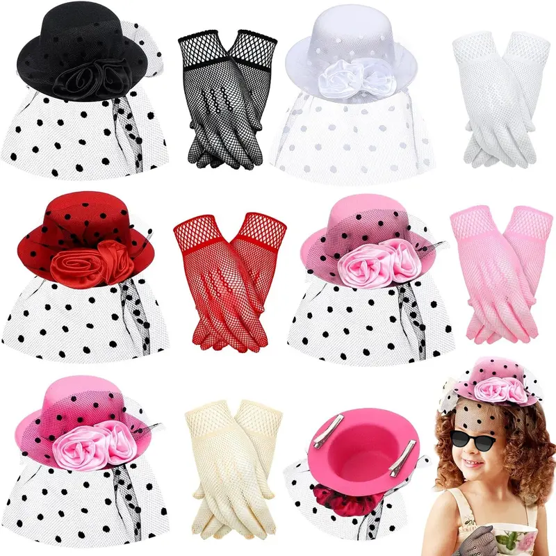 tea party hat and gloves set - TikTok Shop