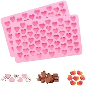 2-Pack Flexible Heart-Shaped Food-Grade Silicone Molds, Non-Stick Reusable Kitchen Bakeware for Baking, Chocolate Making, Heart Shape