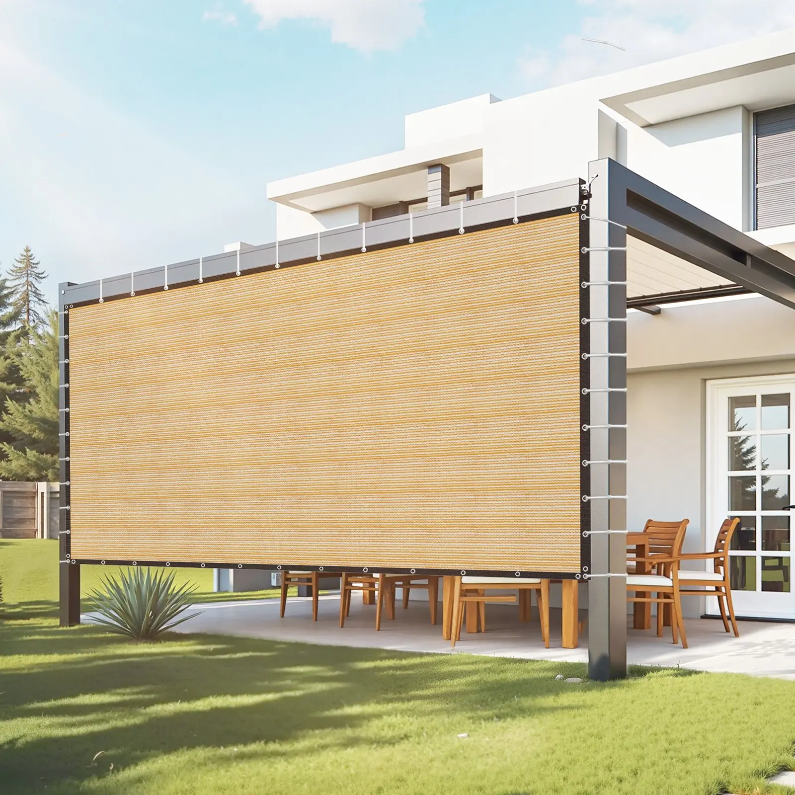 【Summerfinds】VEVOR 90% Sun Shade Cloth, 12 x 20 ft Pergola Shade Cover with Stainless Steel Grommets, Sun Shades Canopy Privacy Screen with 160 GSM HDPE Material, for Outdoor, Patio, Garden, and Backyard (Beige)