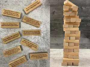 IceBreaker Questions Tumbling Tower Game - Family Party Game - Get To Know You Questions - Dinner Party Game - Conversation Starter - Fun