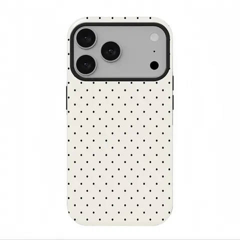Double-Layer Shock-Cushioned PC Smartphone Case - Protection for iPhone 18Pro Max,17Pro,16,15,14Pro,14,13,12,11 - Simple Black Dot Pattern Accessory