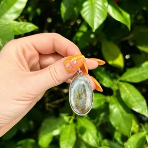 Labradorite Pendant, Natural Gemstone Jewelry for Women, Dainty Handcrafted Necklaces with Silver Bail