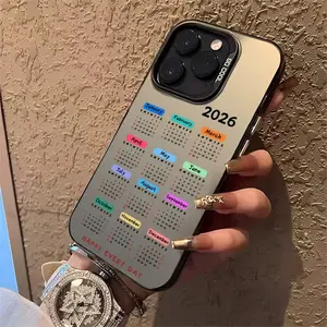 Black, energetic 2026 calendar pattern phone case, soft TPU protective case, compatible with iPhone 17/16/15/14/13/12/11/X/XS/XSMAX/XR/7P/8P/16E. A perfect holiday gift for friends, family, and yourself.
