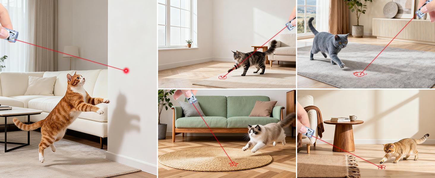 TBTeek Cat Toy, Battery Screen, Cute Fun Creative Body, Rechargeable, 7 Adjustable Patterns, Interactive Kitten Pet Dog Chase Toy for Fun Chase Play Exercise (1pcs)