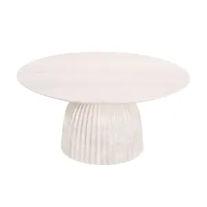 Clara Solid Mango Wood Coffee Table with Scalloped Base