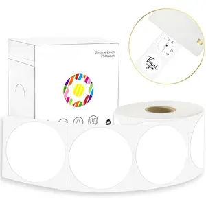 2x2 Inch Round Thermal Labels,Circle Thermal Printer Stickers,750pcs Water Oil Resistant Self-Adhesive Stickers for Business,Envelope Seal,Name Tag,DIY Logo,Code,White