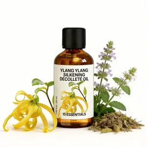 【2026 NEW】15 ESSENTIALS Silkening Ylang Ylang Décolleté Oil, beauty Oil,Lightweight Moisturizing Chest and Neck Body Oil for Smooth Skin, Relaxation and Self-Care,1.69 fl oz/50ML