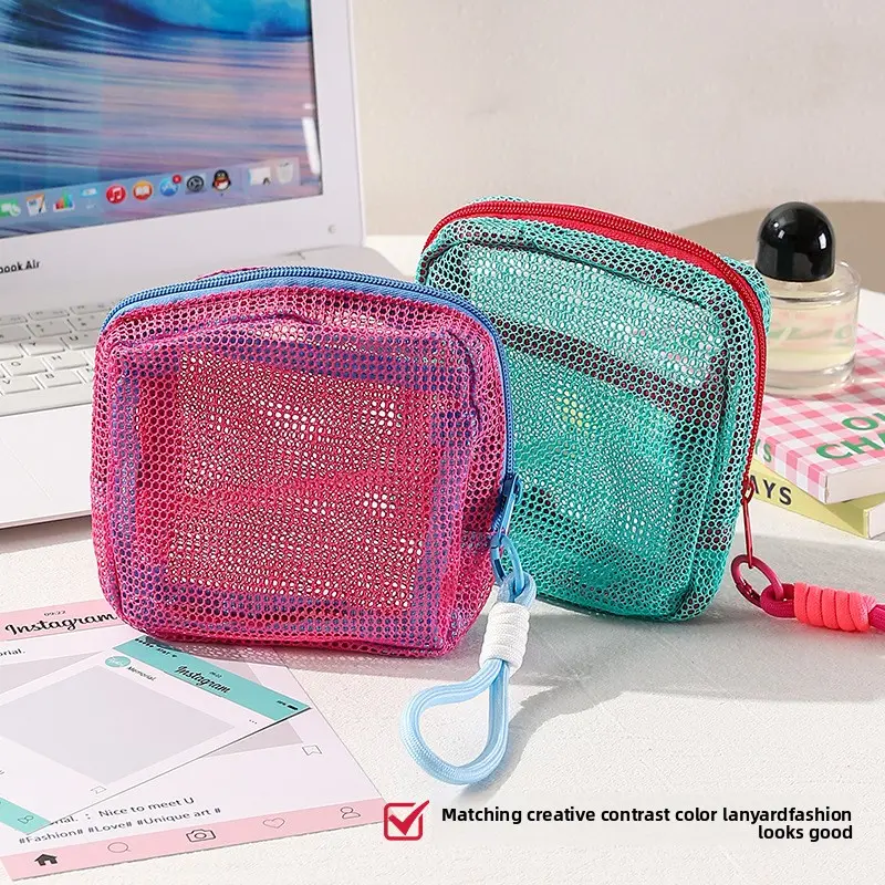 Dopamine Grid Mesh Toiletry Bag Portable Travel Storage Organizer Multifunctional Cosmetic Pouch for Outdoor Camping
