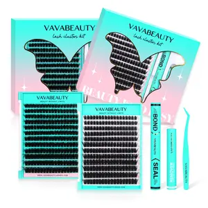 VAVABEAUTY Booom DIY Lash Clusters Kit - Soft Fluffy Long-Lasting Lashes with Glue Remover & Tweezer for Beginners Easy At-Home Application - Eyelash Set