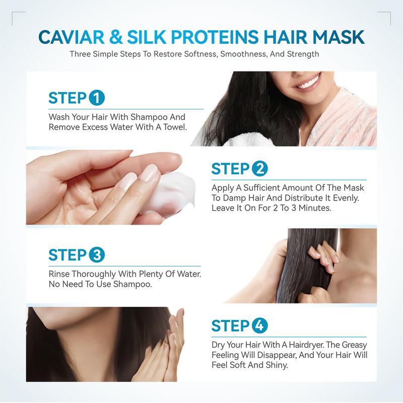 Spring oringin Caviar Collagen Hair Mask: Intensive Repair Treatment for Damaged, Dry Hair - Controls Frizz & Deep Hydration