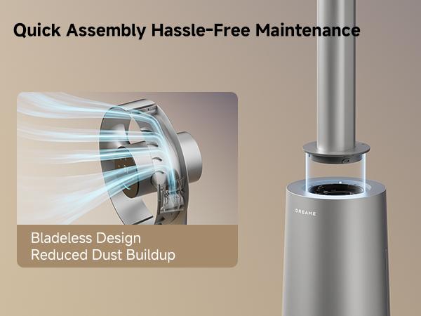 【Super Brand Day】DREAME MF10 Bladeless Tower Fan for Bedroom, Smart Standing Fan with 270° Spatial Airflow for Whole-Room Circulation, 59ft/s High Velocity, 10 Speeds 3 Modes, Temperature-Adaptive Airflow, MF10-Beige