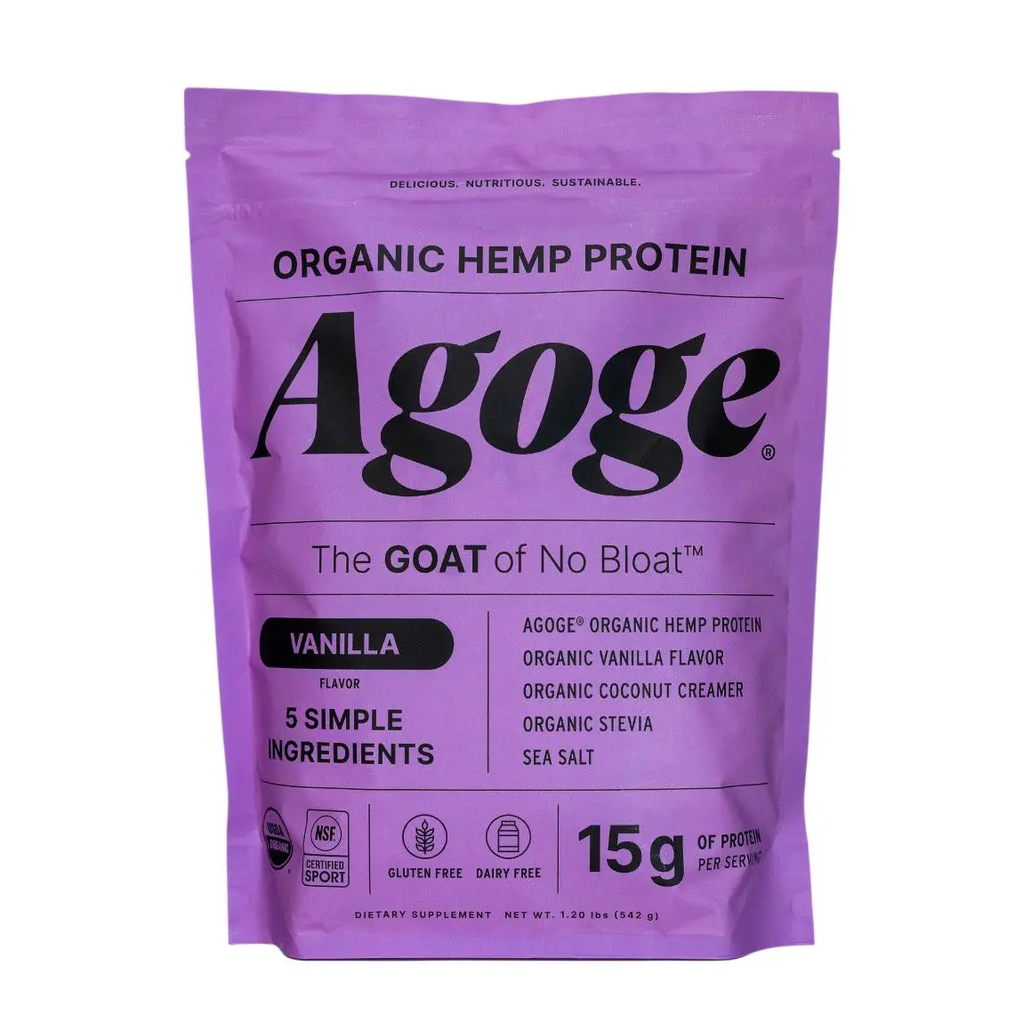 Agoge Organic Hemp Protein Powder - Vanilla, Non-Stimulant, Stimulant-Free, Plant-Based, Vegan Fitness & Nutrition Protein Supplements, Non-Stimulant Protein Supplements