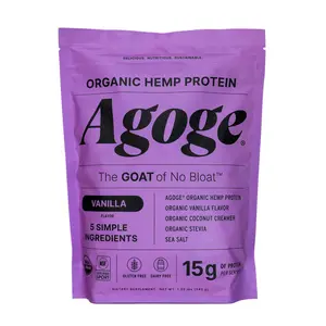 Agoge Organic Hemp Protein Powder - Vanilla, Non-Stimulant, Stimulant-Free, Plant-Based, Vegan Fitness & Nutrition Protein Supplements, Non-Stimulant Protein Supplements
