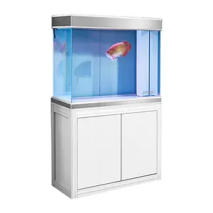 Aqua Dream 110 Gallon Luxury Aquarium Set - Ultra-Clear Tempered Glass Fish Tank with Aluminum Stand, Sump Filtration & LED Lighting (White & Silver)