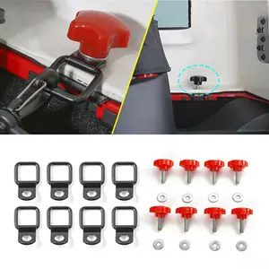 8-Piece Metal Car Accessory Set - Hardtop Removal Thumb Screws, D-Ring Tie Down Anchors for 2007+ Jeep Wrangler JK/JL 2-Door Vehicles, Quick-Fit Fasteners & Clips
