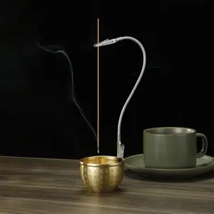 Copper Incense Burner, Adjustable Height Incense Holder, Portable Incense Holder for Home Office Meditation Yoga, Aroma