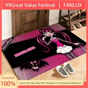 Fantasy Monster high Floor Mat This soft flannel mat provides a cozy Soft flannel mat with quick water absorption, non-slip and durable. Easy to clean, ideal for bathroom and entryway use.