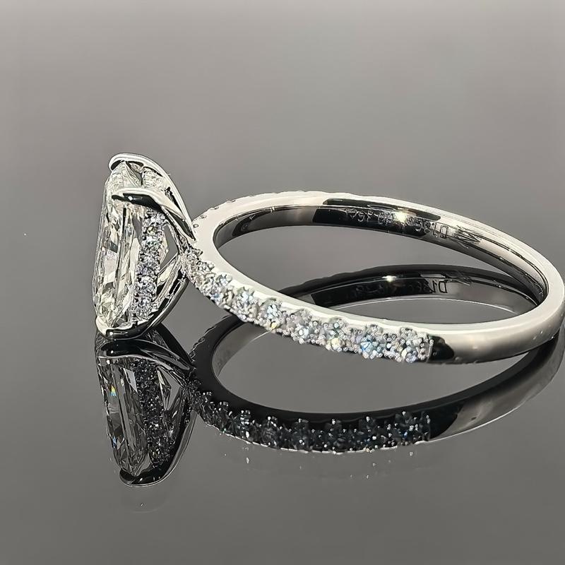 1-5ct radiant cut diamond  diamond band hidden halo moissiniate sterling silver 14k gold plated engagement ring