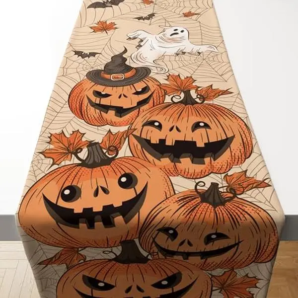 Halloween Decor Indoor - Table Runner Indoor Outdoor - Halloween Decorations Party Favors Supplies Backdrop Tablecloth for Home Office Kitchen
