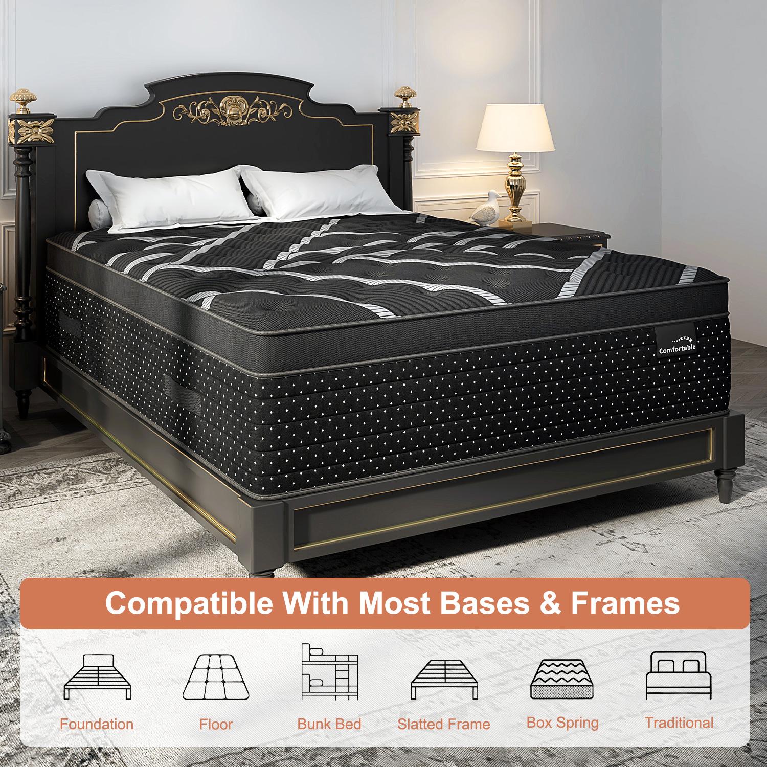 12、14 Inch Twin Full Queen King Size Mattress in a Box,Memory Foam Hybrid Mattress with Individual Pocket Spring for Motion Isolation & Silent Sleep & Lumbar Support & Pressure Relief,Medium Firm