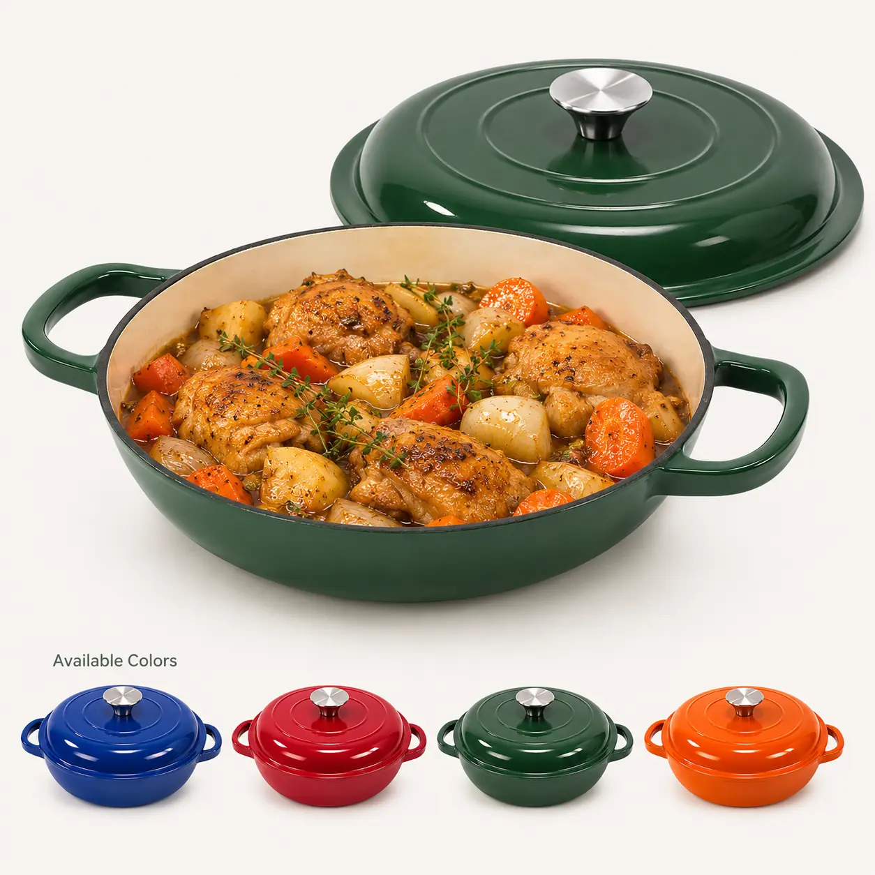 27cm Enameled Cast Iron Dutch Oven with Lid, Durable Cookware for Soup, Braising, Deep Stockpot, Cooking Pot