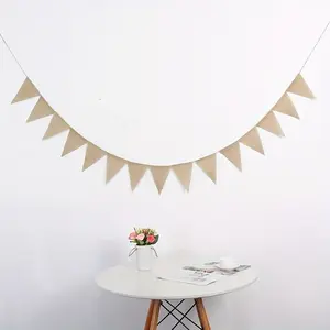 Solid Color Triangle Banner, 13pcs/set Boho Style Burlap Banner, Hanging Decoration for Home Party Wedding, Party Supplies