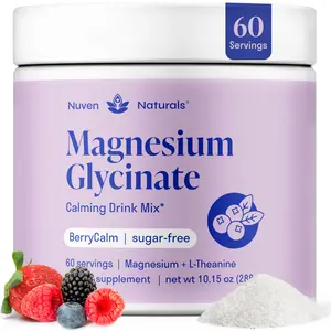 Magnesium Glycinate Powder + L-Theanine | 60 Servings | 300 mg per Scoop High Absorption Chelated Magnesium Powder for Sleep - Natural Mixed Berry Flavor, No Sugar, Support Restful Sleep & Relaxation