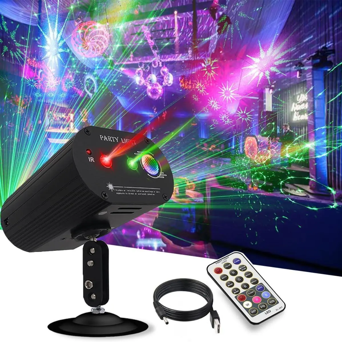 Party Lights,LED Disco Strobe Light,Led Light Up,Led Illuminated,RGB Colorful LED Sound Activated with Remote Control Stage Lights,DJ Light Various Patterns Projector Effect Dynamic LED Lights for Bar Club Birthday Parties Christmas Holiday Decorations