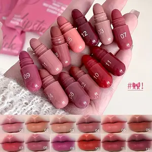 Mini Matte Lipstick Set of 12 - Presented in silky colors, pink, red and brown, easy to apply, long lasting and non-smudging, ideal for makeup events or gifts. Holiday Lipstick Collection