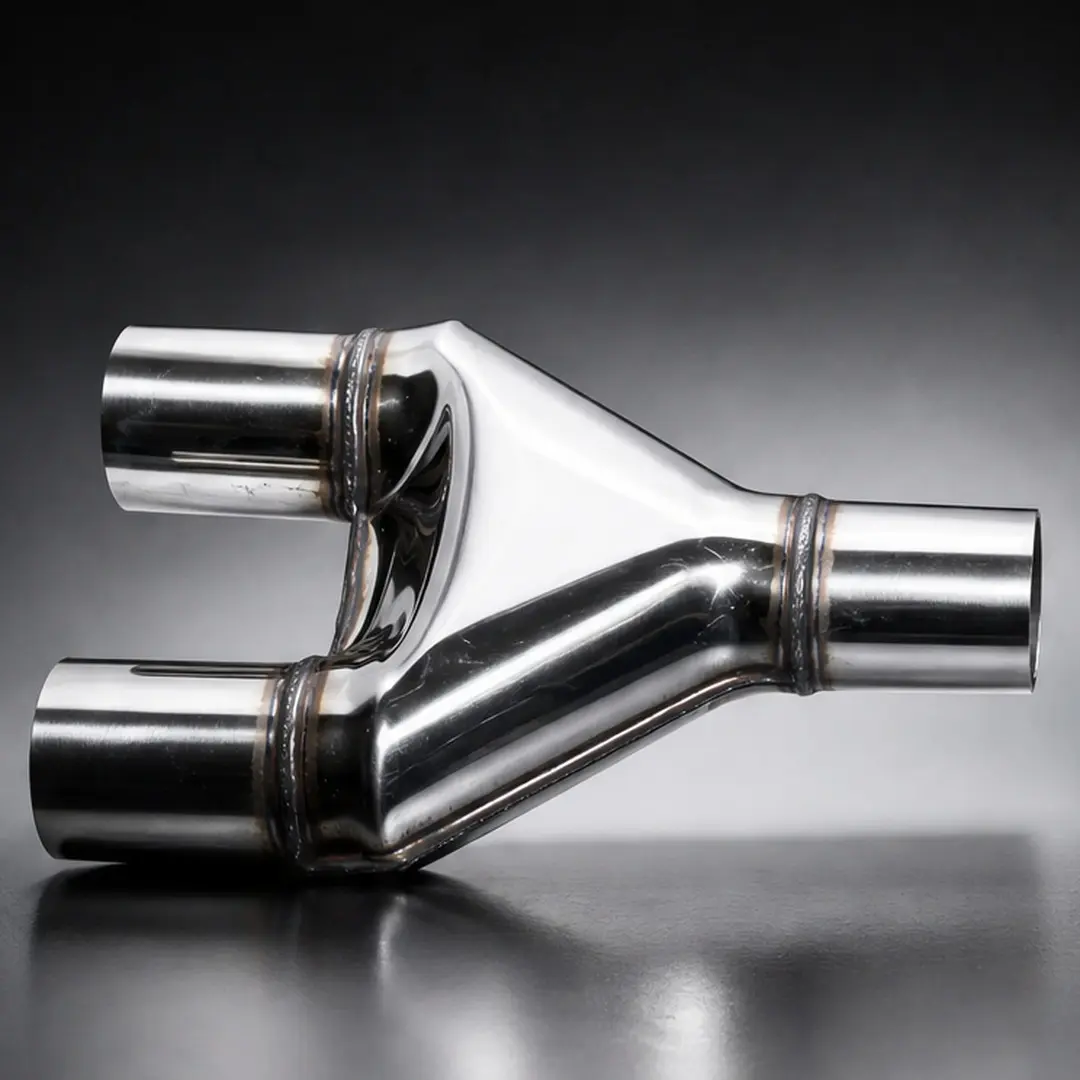 T201 Stainless Steel Y-Pipe Exhaust Adapter 2.5 Inch Dual Inlet to Single Outlet 12.59" Length Corrosion Resistant Tail Pipe Connector for Automotive Exhaust System Modification and Repair Steel Gray, Steel Gray Color Options