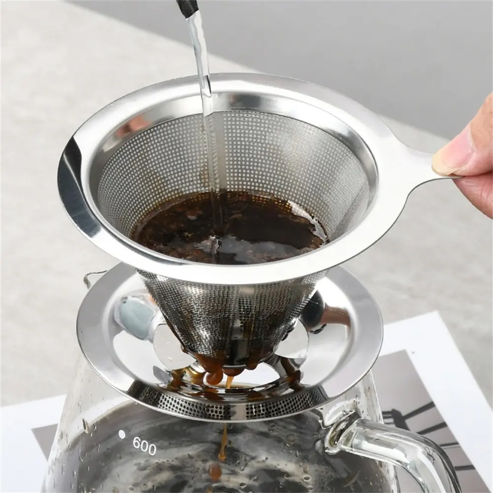 1pc 304 Stainless Steel Coffee Filter, Ultra-Fine 600 Mesh Pour over Funnel, Easy to Clean Base, Perfect for Home Brewing