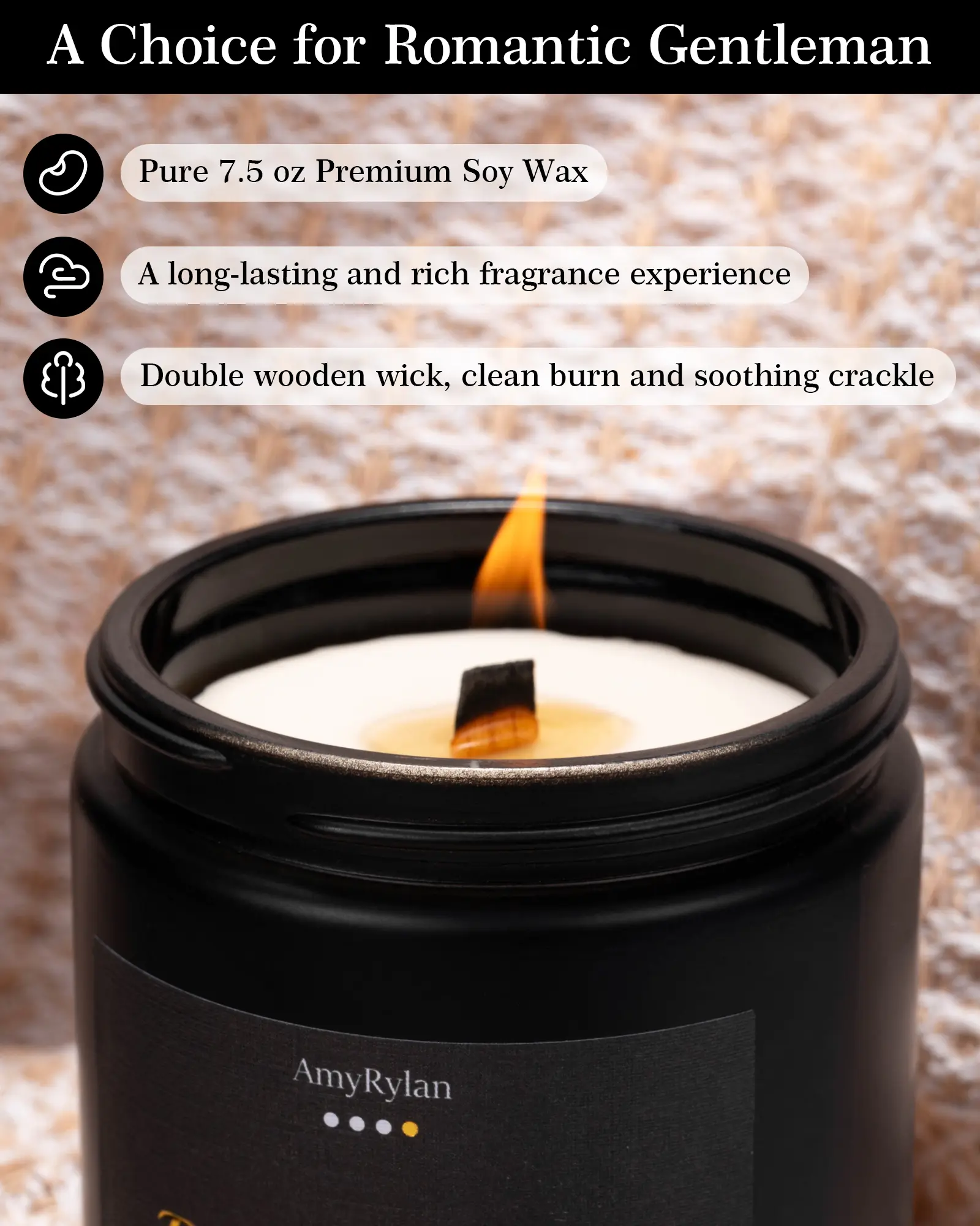 Scented Candle Single Jar, 7.5 oz Natural Soy Wax Candle for Home Scented, 55 Hours Long Burning Essential Oil Aromatherapy Candle for Relaxation, Bedroom, Bath & Gifts