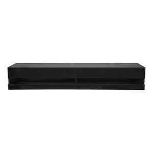 Father's Day Gift VEVOR Floating TV Stand, 71 in Wall Mount Entertainment Center with Power Outlet & LED Lights, Modern Floating TV Shelf with 2 Drawers & Storage Cabinet for DVD Player, Cable Box, Game Console, Black