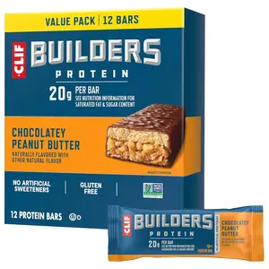 CLIF BUILDERS Protein Bars - Chocolate Peanut Butter Flavor - 20g Plant Based Protein - Gluten Free - Non-GMO - Low Glycemic - No Artificial Sweeteners - Value Pack, 2.4 oz. (12 Count) Visit the CLIF BUILDER'S Store