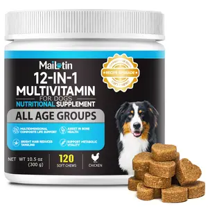 12-in-1 Multivitamin Soft Granules Pet Nutritional Supplement for Dogs All Age Groups 120 Chicken Soft Chews for Gut Health & Immune Function