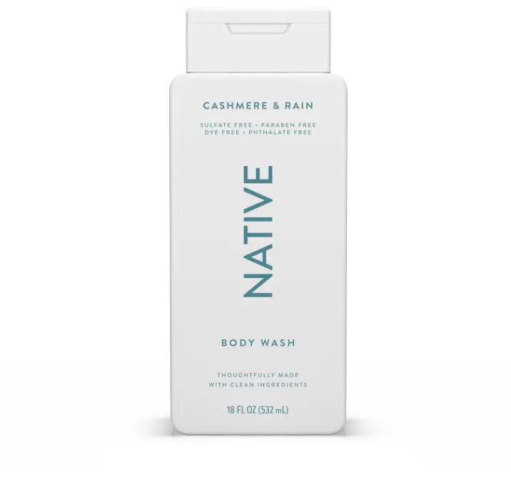 Native Body Wash Contains Naturally Derived Ingredients | For Women & Men, Sulfate, Paraben, & Dye Free Leaving Skin Soft and Hydrating | Cashmere & Rain 18 oz