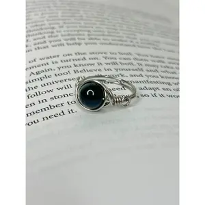 Obsidian Stainless Steel or Copper Wire Ring - Handmade Witchy Jewelry with Black Obsidian Stone for Protection & Wisdom