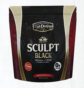 Cafe Divina Sculpt Black Coffee 75g - Premium Coffee Infused with Reishi, 0g Sugar, Ideal for Coffee Lovers, Beverage Natural Flavor