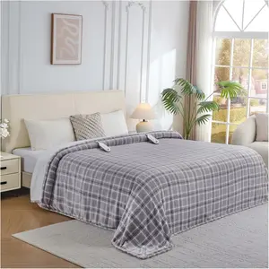 Electric Heated Blanket Queen Size, Dual Control Fast Heating Sherpa Blanket, 8 Heating Levels & 10 Hours Auto Off, Machine Washable with ETL & FCC Certifi