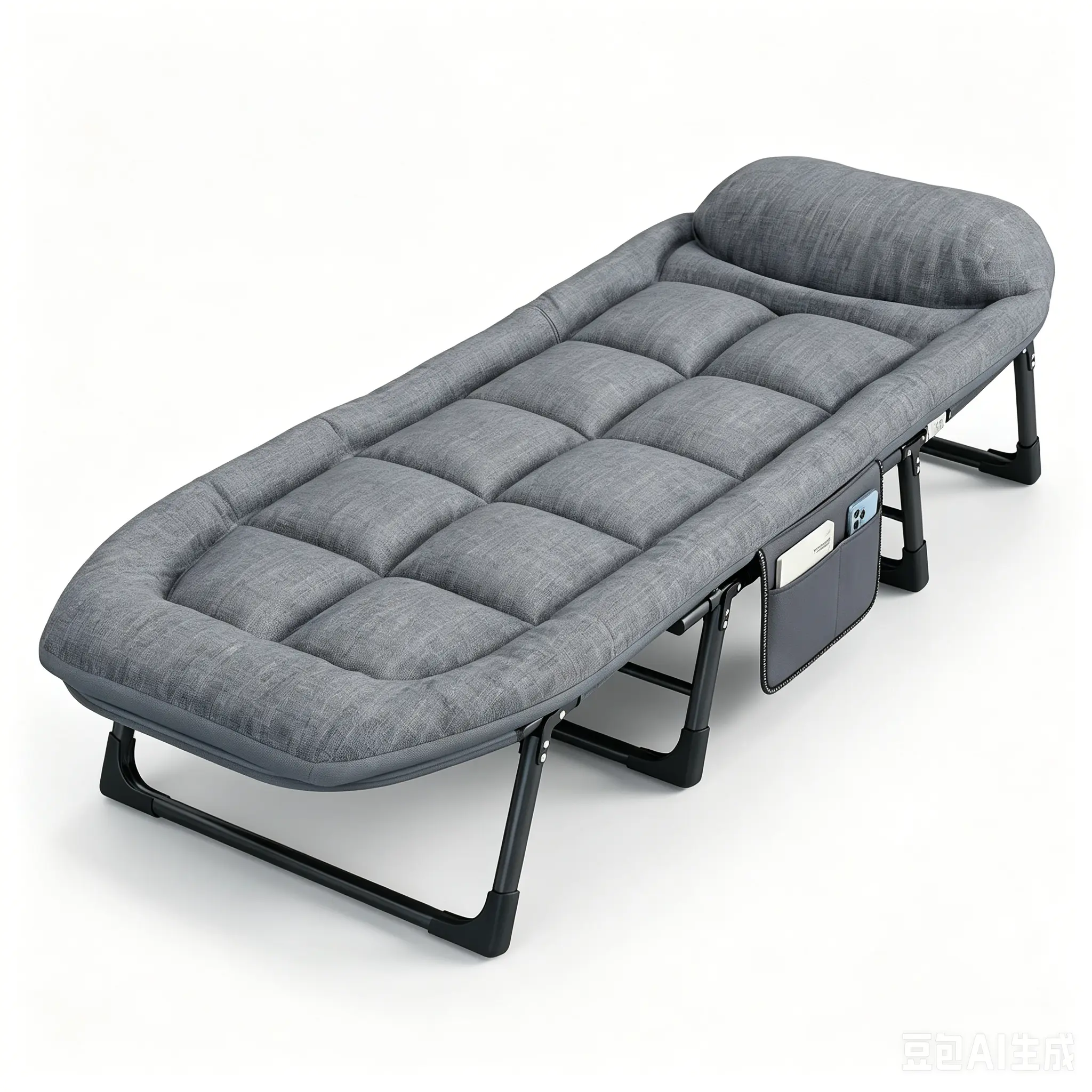 6-position adjustable folding bed with a sturdy steel frame and a soft padded mattress. Ideal for quick naps in the office or outdoor camping, and easy to carry. SummerVibes. summerwins