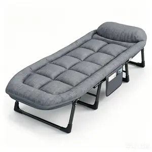 6-position adjustable folding bed with a sturdy steel frame and a soft padded mattress. Ideal for quick naps in the office or outdoor camping, and easy to carry. SummerVibes. summerwins