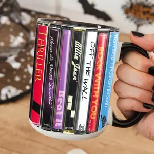 [SALE UP TO 51%] Michael Jackson Cassette Music Retro Mug, Vintage Tape Art Coffee Cup, Iconic Album Collection Gift for Pop Music Lovers