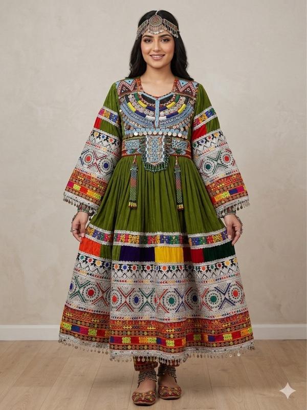 Afghan Bridal Dress: Traditional Kuchi Nikkah Gown