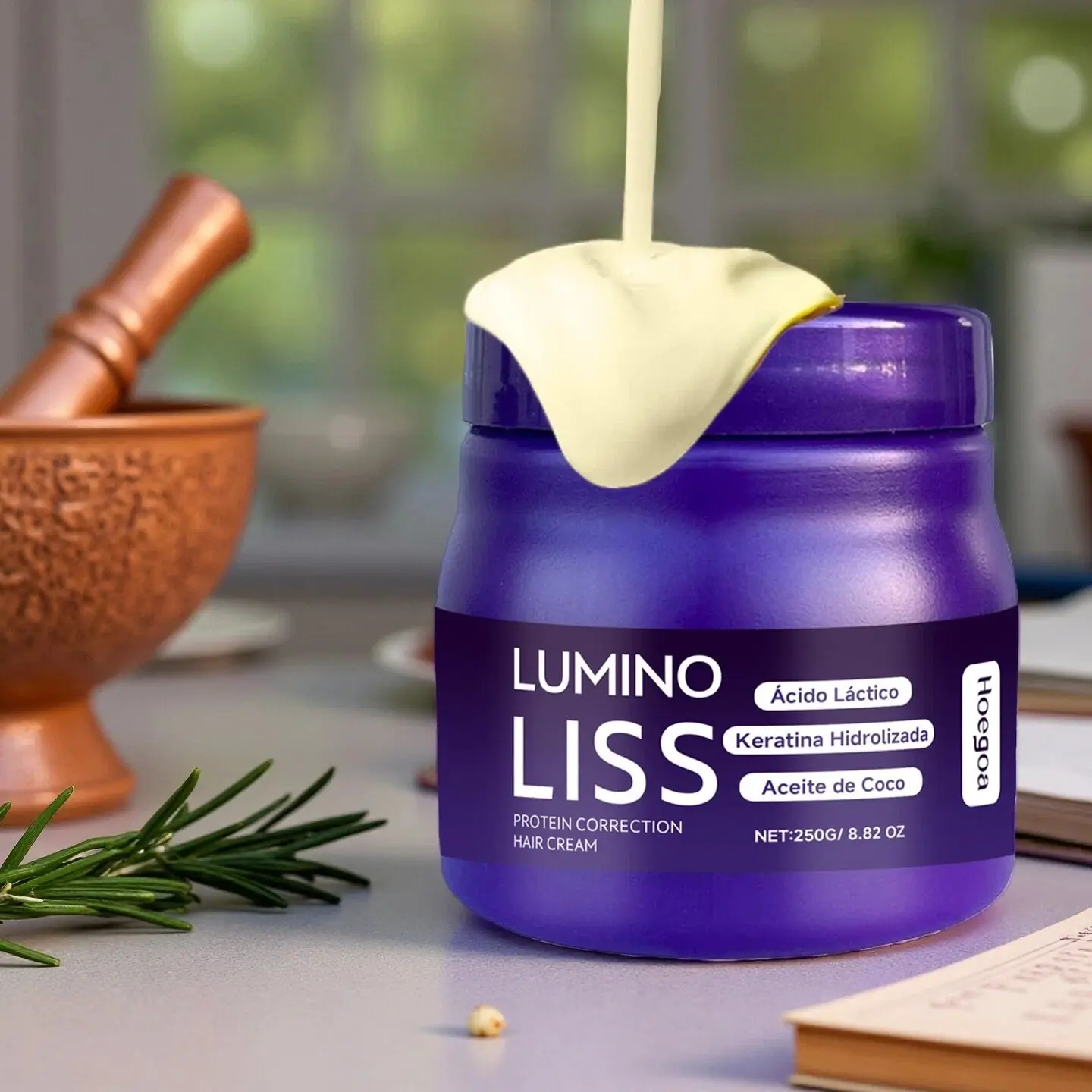 Protein Straightening Cream Haircare with Coconut Oil, Coconut Oil Formula, Natural Nourishing Ingredients, Smooth Hair, Silky and Durable Hairstyle, Atmosphere Enhancing, Long Lasting Haircare, Nourishing Hair Treatment