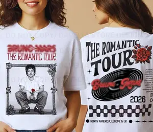 [FREESHIP] NEWW Bruno "The Romantic" Tour Tee, Mars 2026 Music Hot New Album T-shirt, The Romantic Tour Merch, Unisex Y2K Cotton Tee, R&B Music Top, Graphic Tees, Concert Outfits