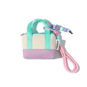 Dopamine Pink Mini Handbag Earphone Bag Storage Box Data Cable Protector Organizer Bag Coin Card Holder Trendy