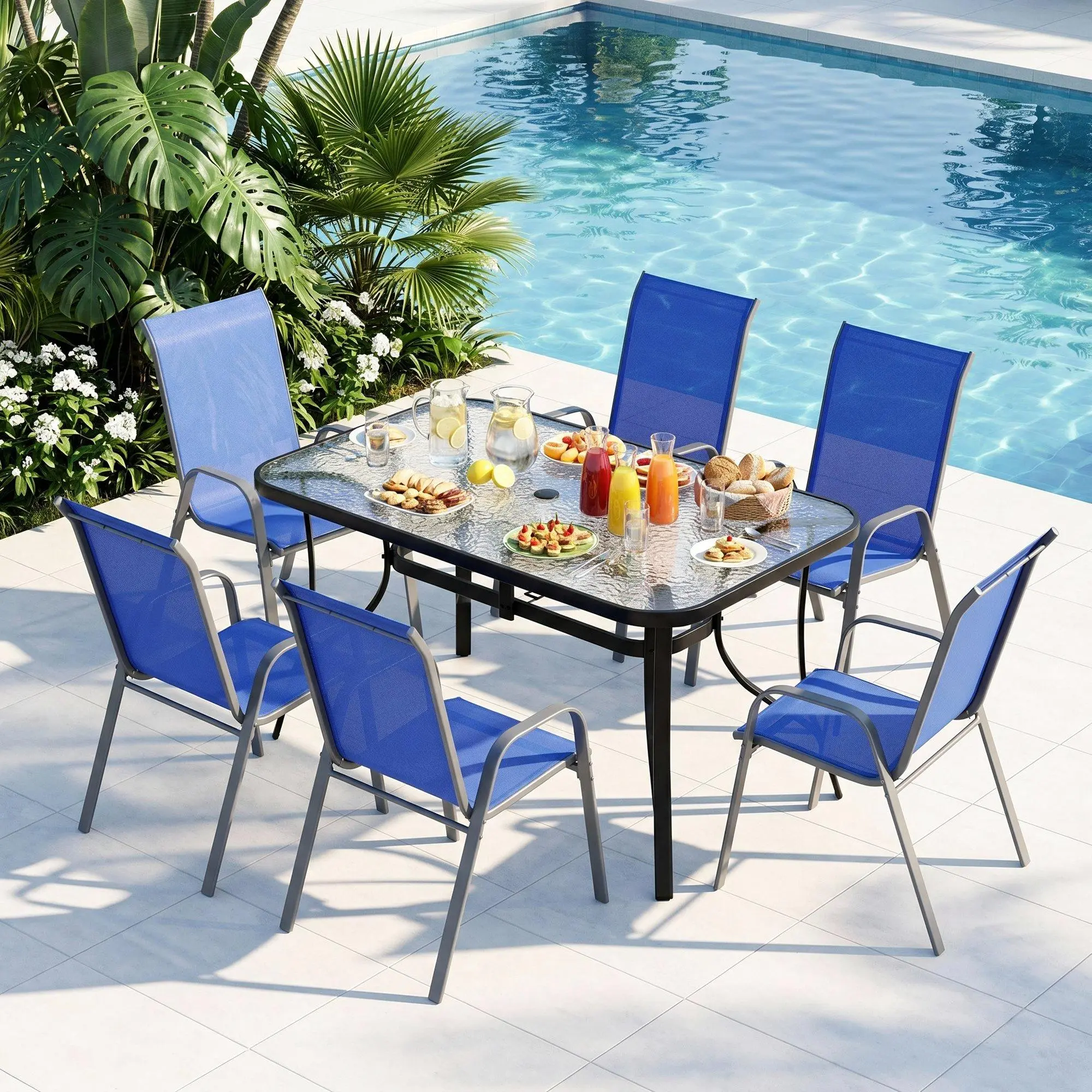 Black Table & Navy Blue Chair