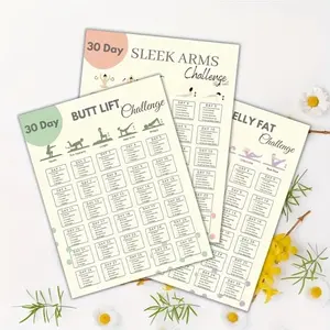 10-Piece 30-Day Body Toning Poster Bundle Home Fitness: Home Workout Plans for Slimmer Arms, Thighs, Butt & Flat Stomach，Living Room Restaurants, Pool Hallstyler, Set